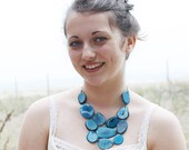 Turquoise Tagua Nut Bib Necklace