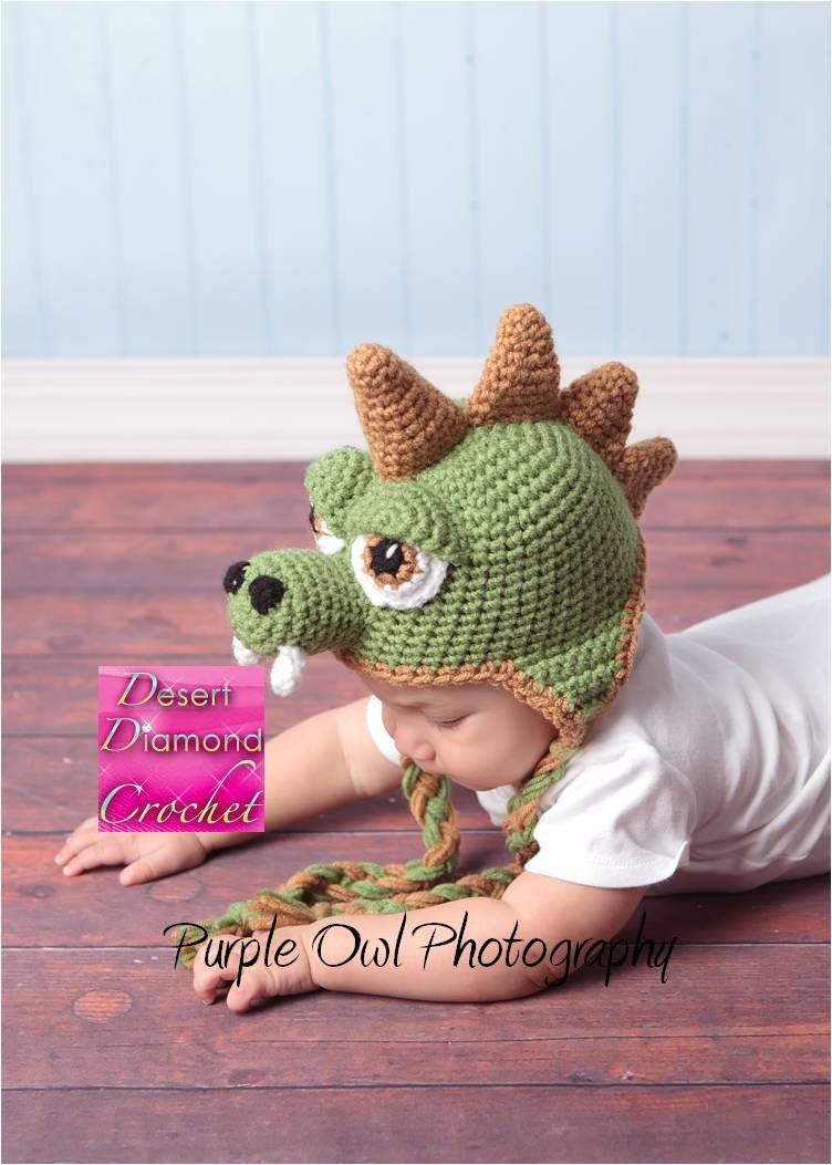 Dinosaur Earflap Beanie - Any Size - Any Color Combo