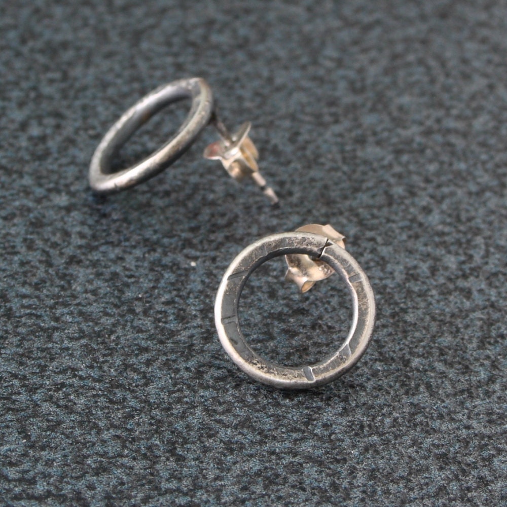 Urban Sterling Circle Studs with Hammered Texture