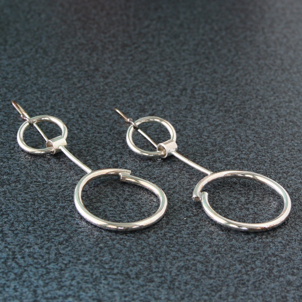 Double Roundabout Swinging Earrings in Sterling Silver