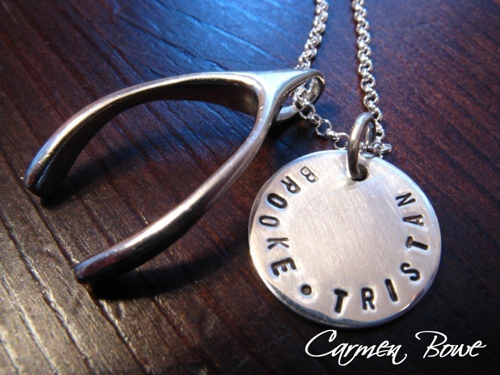 Custom Sterling Silver Wishbone Charm Necklace by Carmen Bowe