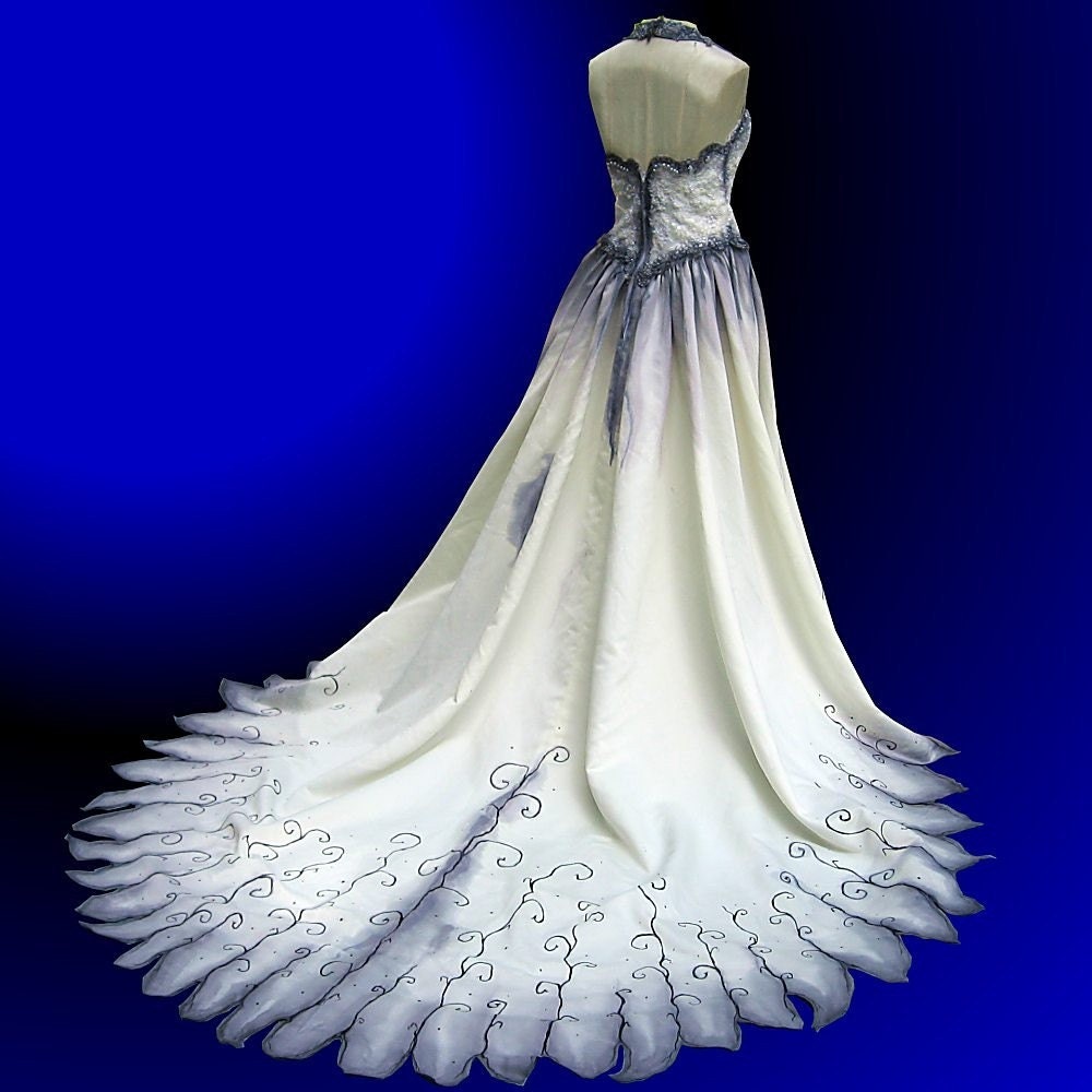 Custom Gothic Wedding Gown Hand Painted