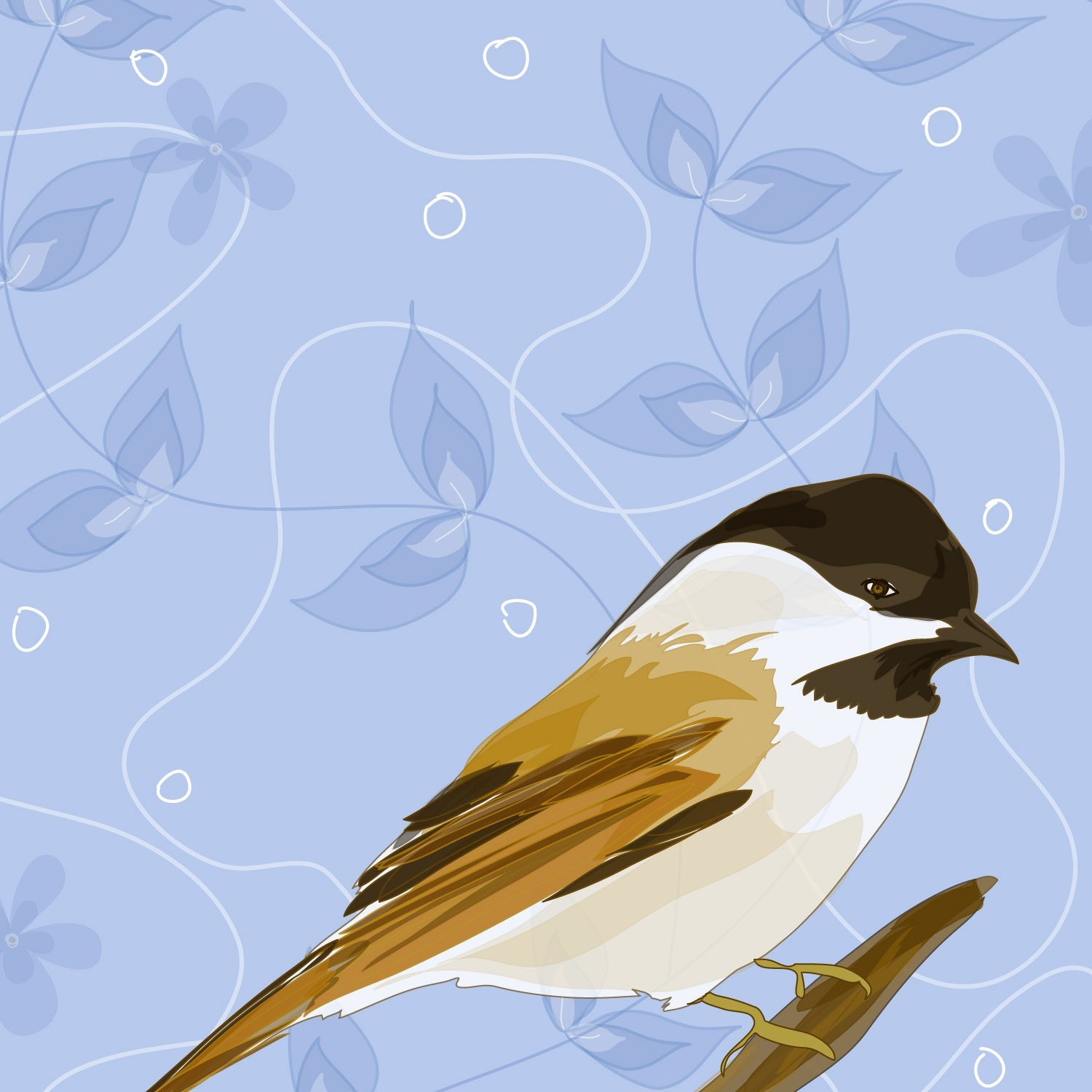 Art Print Chickadee (Peri Leaves)
