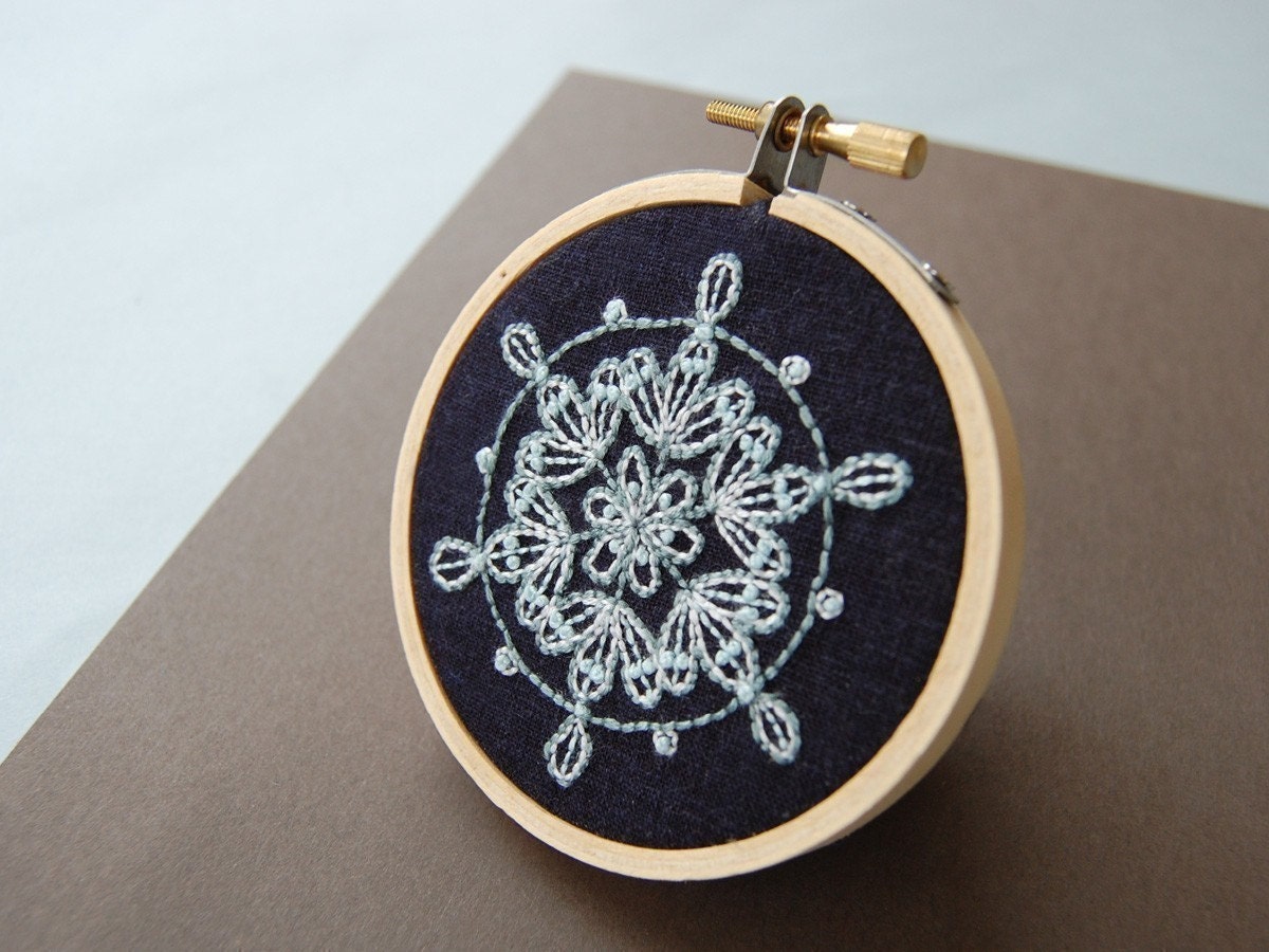 Embroidery Patterns, WINTER WONDERLAND Snowflake and Monogram Holiday Hand Embroidery Patterns Instant Digital Download