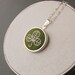 Clover Necklace Embroidered Shamrock on Moss Green Linen