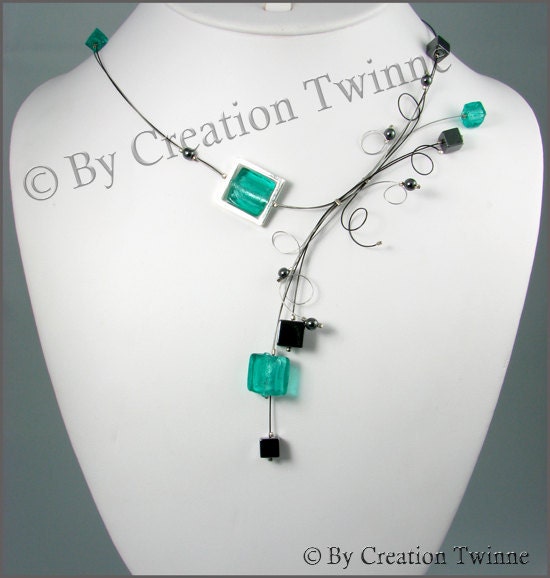 turquoise,black swirls necklace, bridesmaids necklace, bridesmaids gifts,  delicate necklace, wedding jewelry