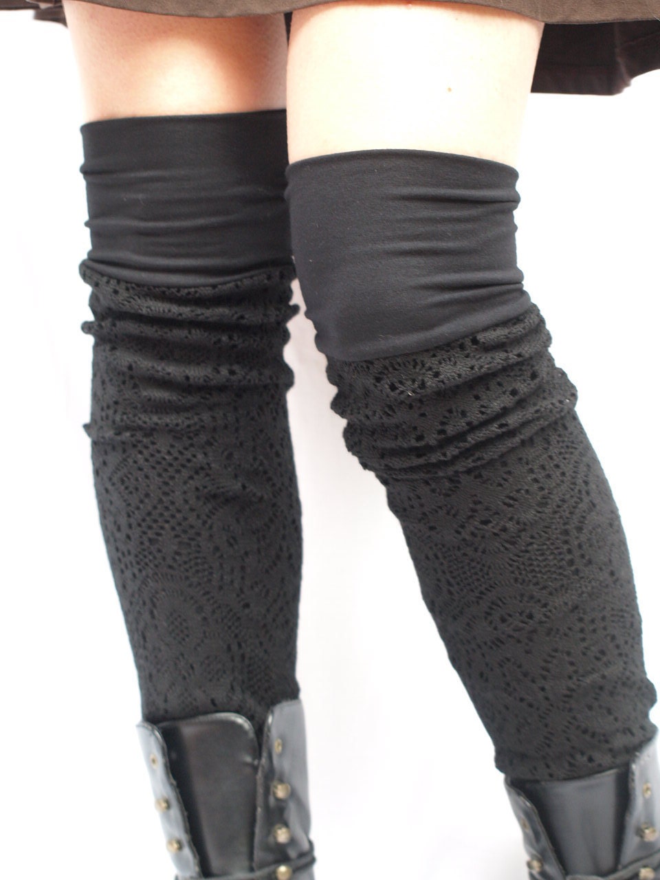 Sale 25% off Black bamboo knit  leg warmers