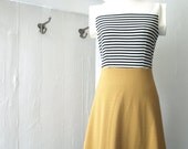 Ivory  stripes boat neck dress SIZE Medium