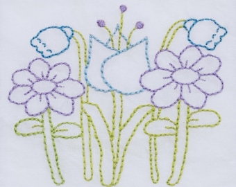 flowers embroidery pattern packet