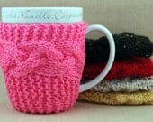 Pretty n Pink Hand Knit Coffee Mug Cozy Coaster