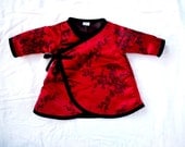 New Long Sleeve RED Cherry Blossom Kimono Baby Toddler Dress Size Newborn-18M
