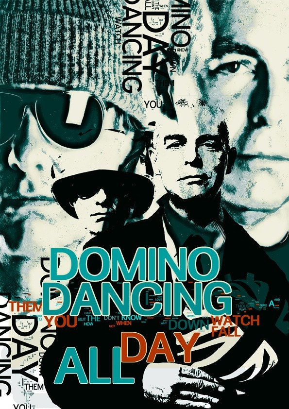 Poster Pet Shop Boys print Domino Dancing cotton canvas Handmade Wall Decor green typography giclee large print