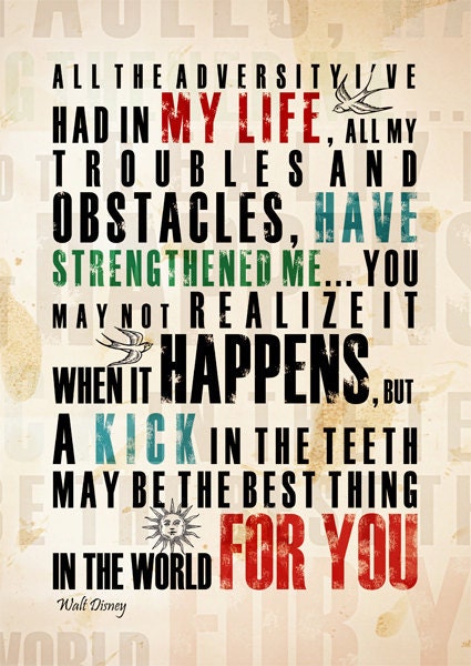 Walt Disney quote art poster print  Artwork  -Quote About Life on canvas peach ivory sepia colors typography print