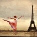 Ballerina art decor poster Vintage  artwork  Paris Decor   canvas - ivory  sepia . romance  france eiffel  Extra Large Poster large print