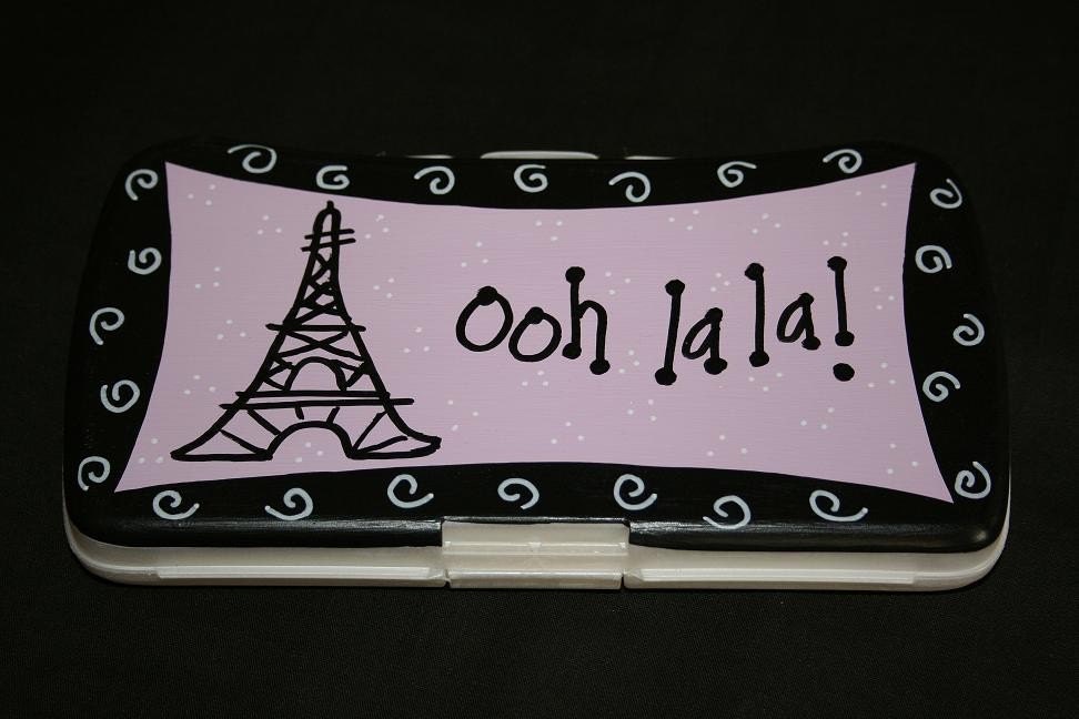 Hand painted Personalized Eiffel Tower Diaper Wipe Case