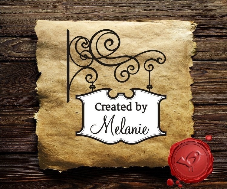 Created / Handmade by personalized name rubber stamp- style 1516