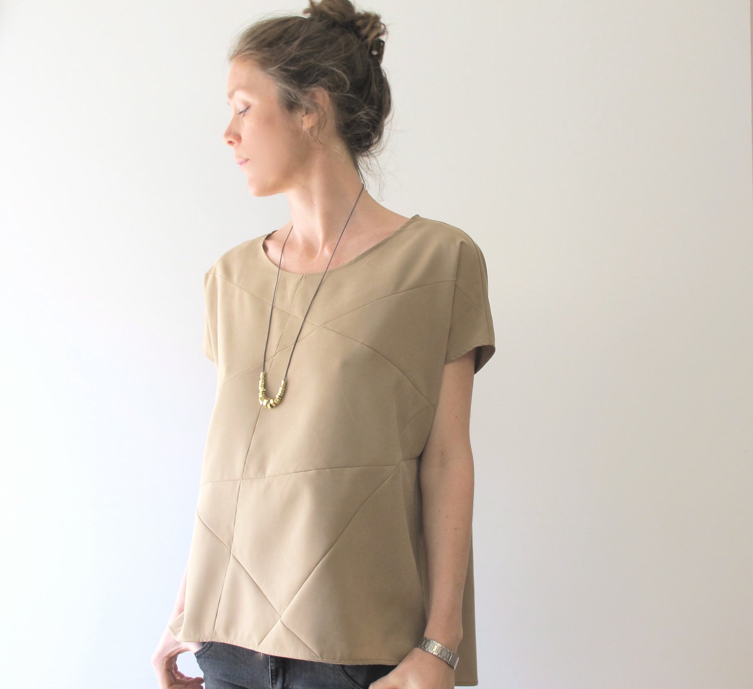 shirt geometric sand 100% cotton