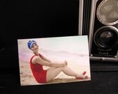 Vintage bathing beauty flat magnet
