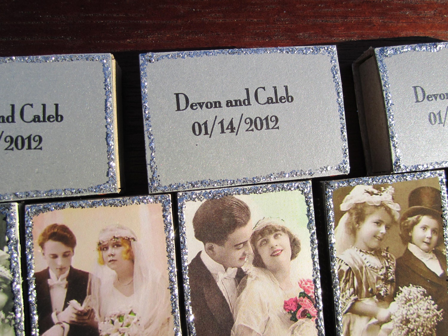 50 Custom Matchbox Wedding Favors- Vintage Style- 1920s Wedding