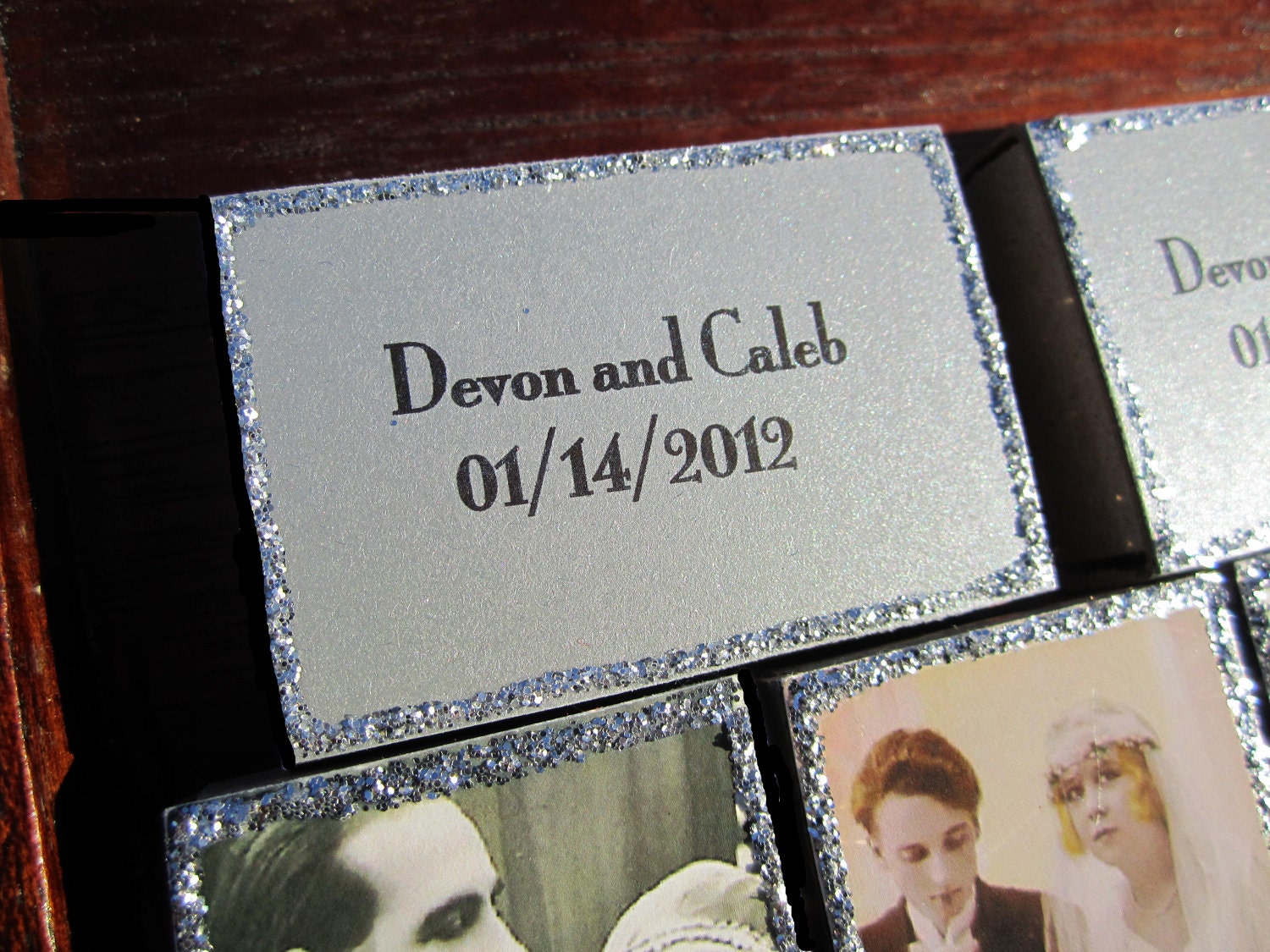 50 Custom Matchbox Wedding Favors- Vintage Style- 1920s Wedding