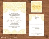 Lace Wedding Invitation, Printable Wedding Invite, DIY print at home file - Hope
