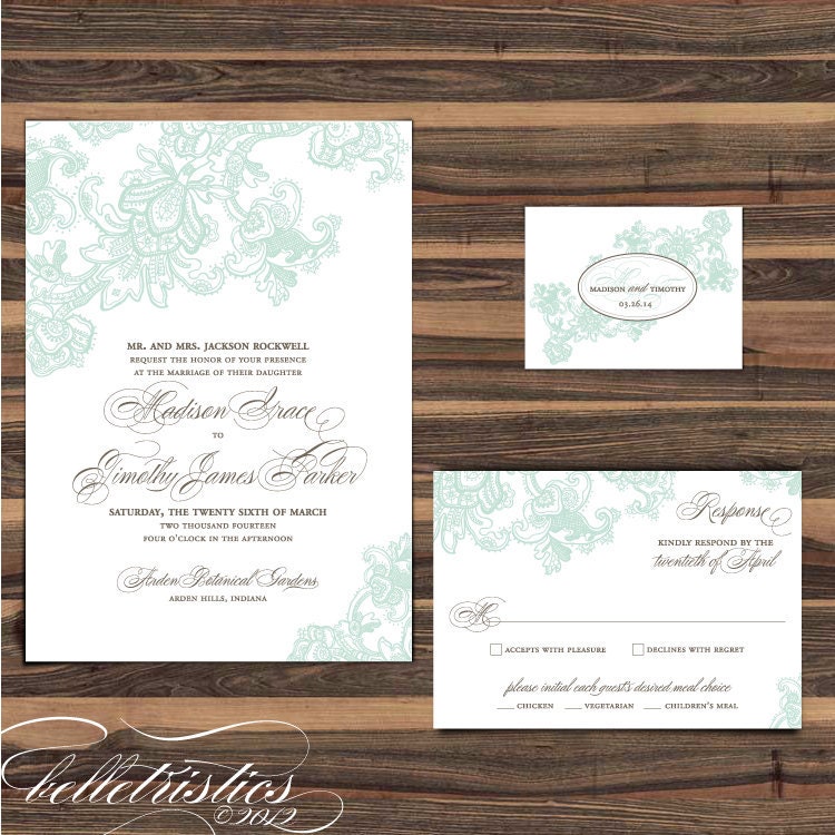 Lace Printable Wedding Invite, Paisley DIY Invitation - Besotted
