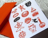 Letterpress Halloween Trick or Treat Greeting Card
