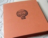 Letterpress Hot Air Balloon Folded Note Card Peach Orange