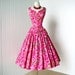 vintage 1950's dress ...gorgeous SUZY PERETTE new look french indigo print abstract rose cotton full skirt pin-up party dress