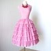 on HOLD vintage 1950's dress ... pretty in PINK GINGHAM ruffles crocheted trim full skirt pin-up party dress