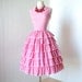 on HOLD vintage 1950's dress ... pretty in PINK GINGHAM ruffles crocheted trim full skirt pin-up party dress