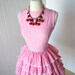 on HOLD vintage 1950's dress ... pretty in PINK GINGHAM ruffles crocheted trim full skirt pin-up party dress