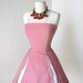 vintage 1950's dress ...fabulous SUZY PERETTE red & white nautical striped novelty panels over full white skirt convertible halter dress