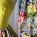 vintage 1950's dress ...made in france for SAKS FIFTH AVENUE gorgeous chartreuse shantung and floral cotton full skirt pin-up party dress