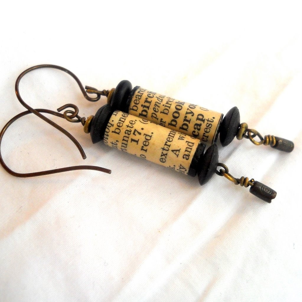 Vintage Text Earrings