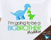 Big brother shirt- dinosaur big brother announcement t-shirt front only