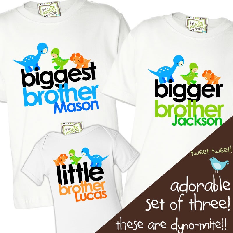 Matching sister brother matching DINOSAUR sibling shirt set for three for ANY combination