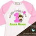first 1st birthday girl shirt monkey theme party tshirt little monkey 3/4 RAGLAN