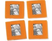Glass Coaster Picture Frame Set of 4- Orange