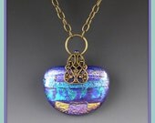 Dichroic Glass Necklace in Sapphire Blues