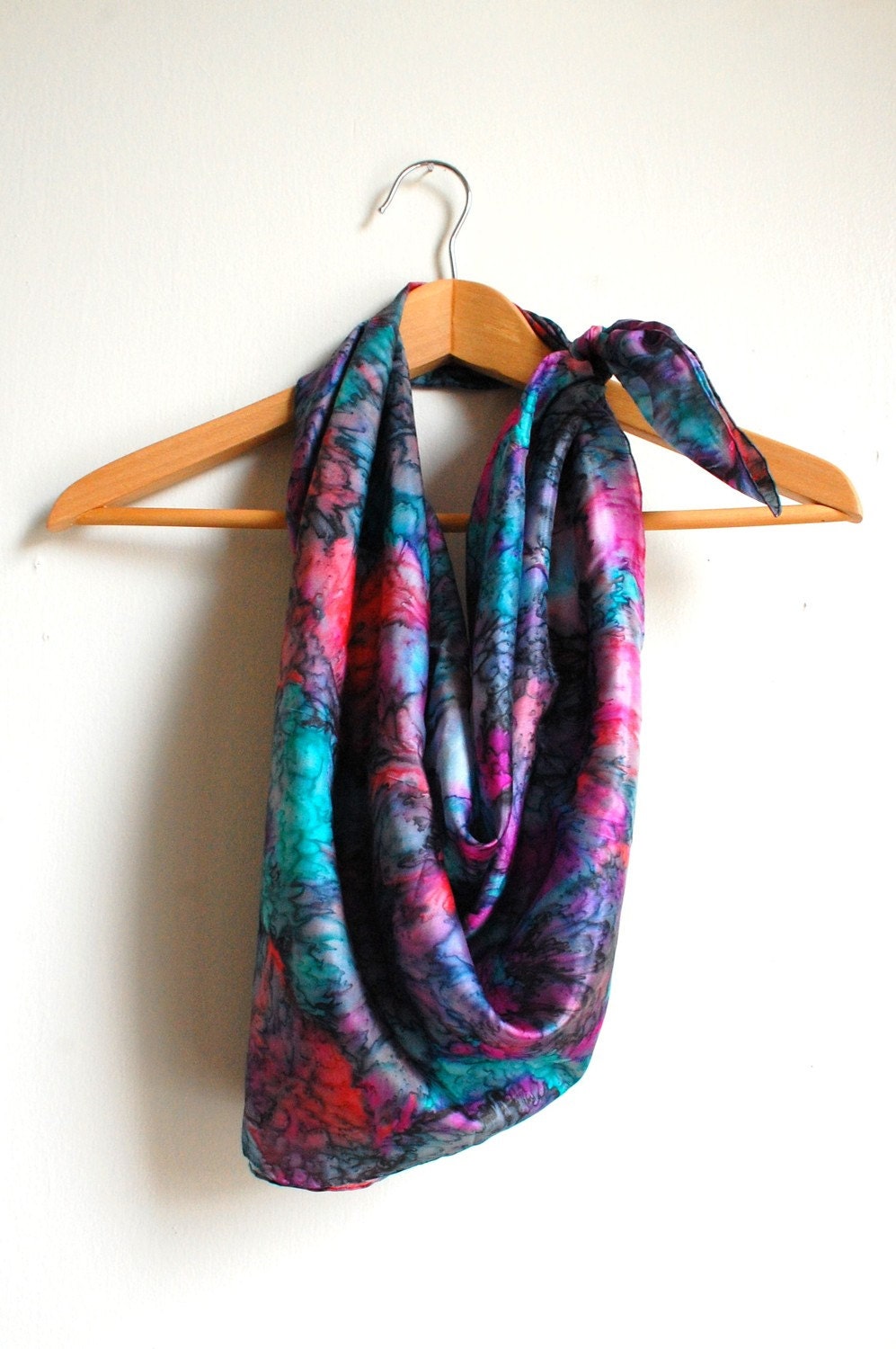 VTG 80s OVERSIZE Large Tie Dye Silk IKAT Scarf