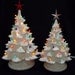 Silver Bells White Ceramic Christmas Trees with Music Boxes 16 and 19 inch Collection