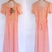 SALE / 30s Peach Gown / Multi Color Flower Appliques / Free Shipping