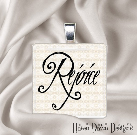Rejoice Glass Tile Pendant