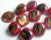 Vintage Tiger Stripe Plastic Bubble Button Set of 10