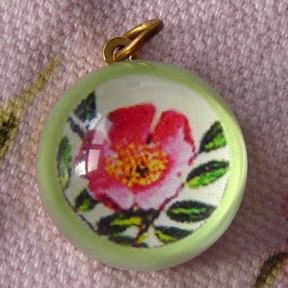 Flower Bubble Charm with Vintage I Love You Charm