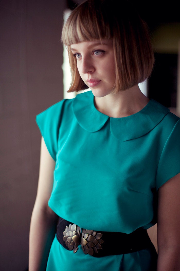 Teal Green Silk Shift Dress