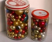 Vintage Jars Filled with Mercury Glass Ornaments Upcycle