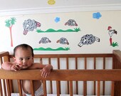 Sleepy Sheepy - Wall stickers fabric reusable decals