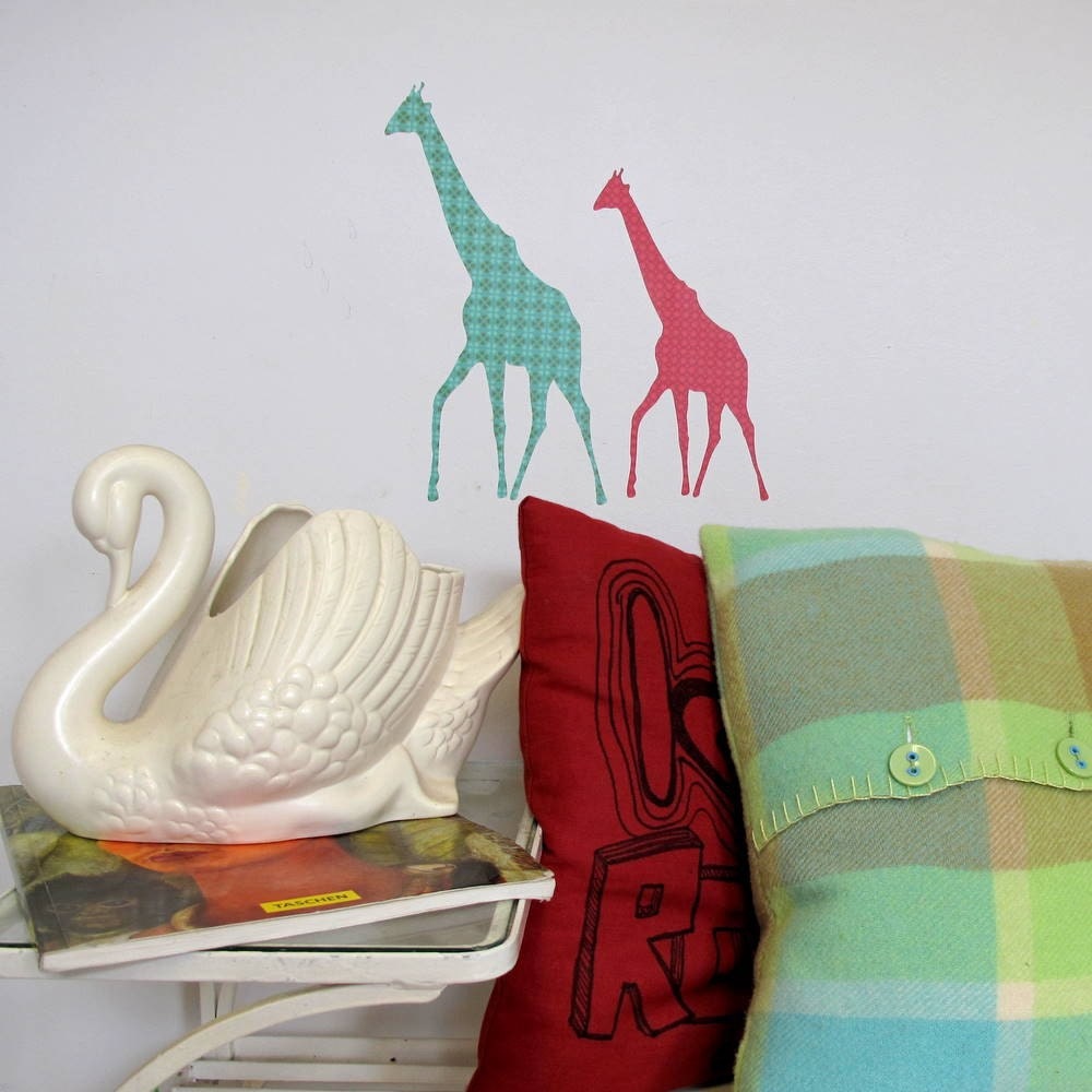 StickyTiny  Whimsical Giraffes - Wall stickers fabric reusable decals